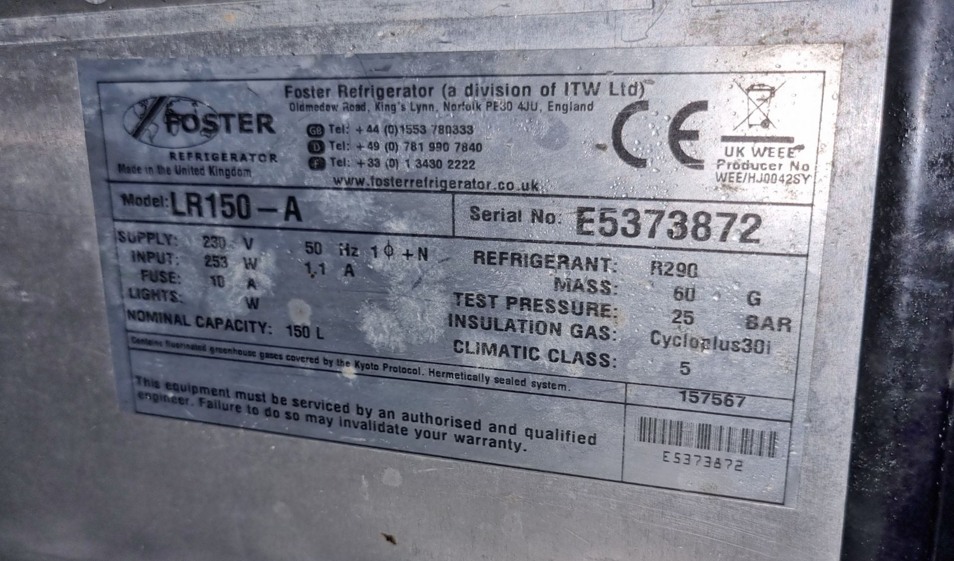 Foster LR150-A undercounter freezer - W 600 x D 650 x H 780mm - Image 4 of 4