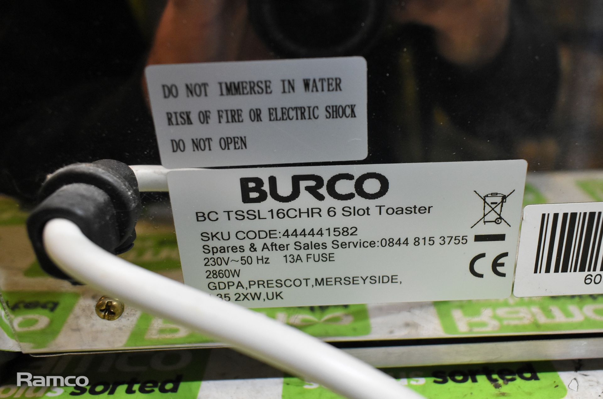 Burco BC TSSL16CHR 6 slot commercial toaster - Image 5 of 5
