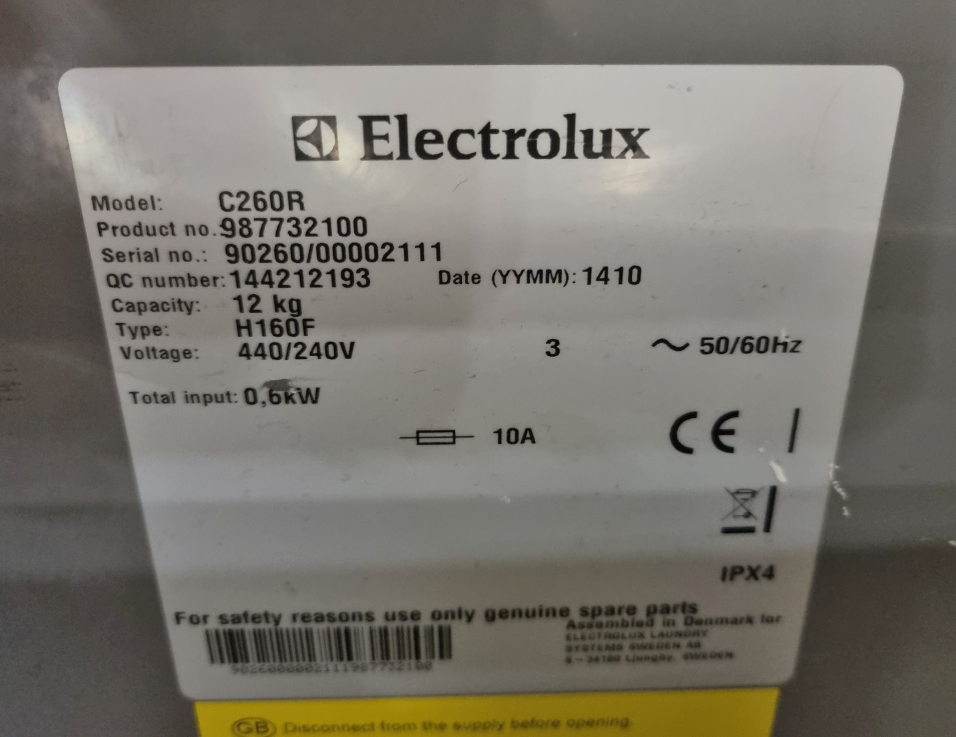 Electrolux C260R 12kg Hydro extractor spin dryer (Missing lower side cover) - 415V - Image 6 of 6