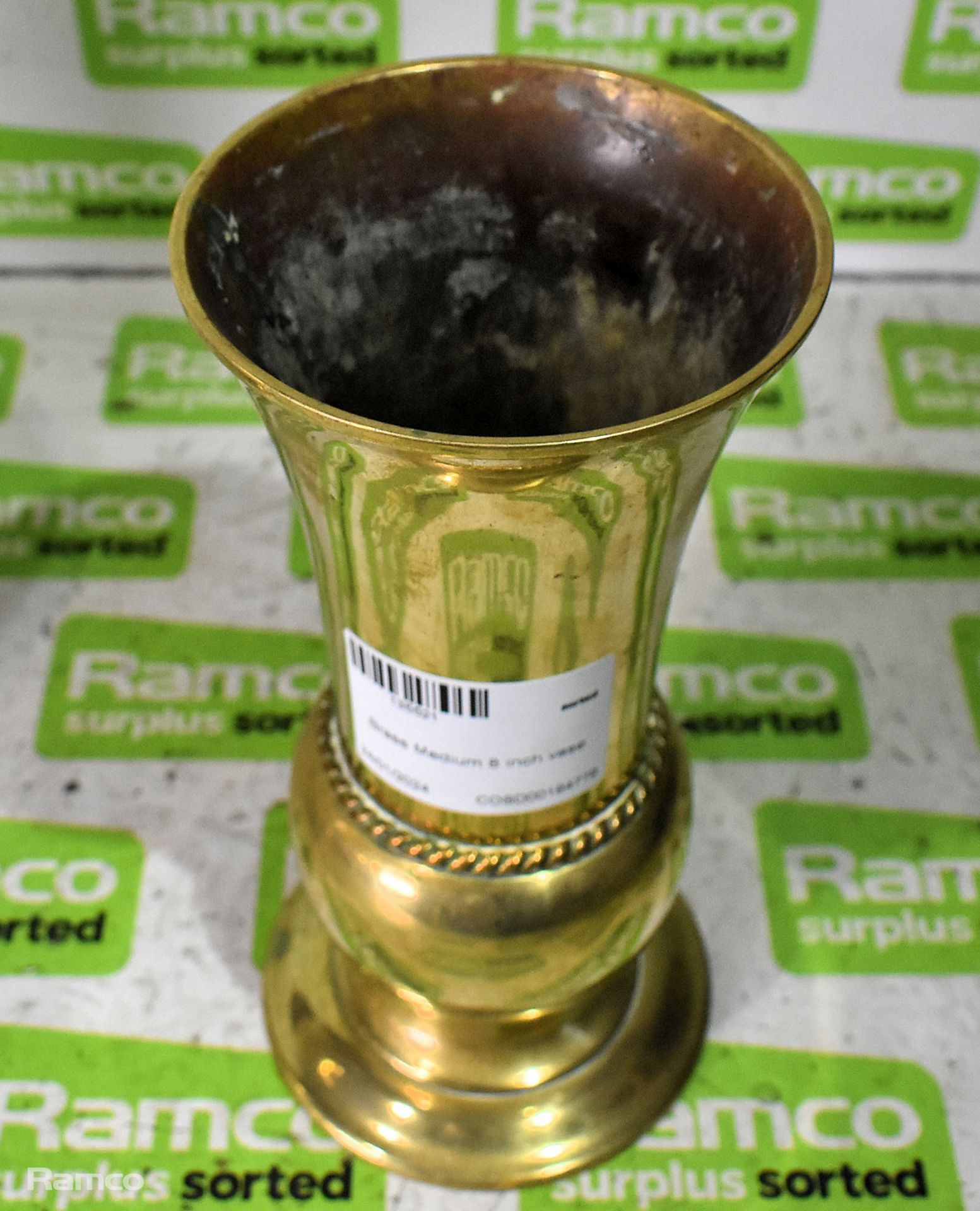 8 inch brass vase, 9 inch brass vase - Image 3 of 5