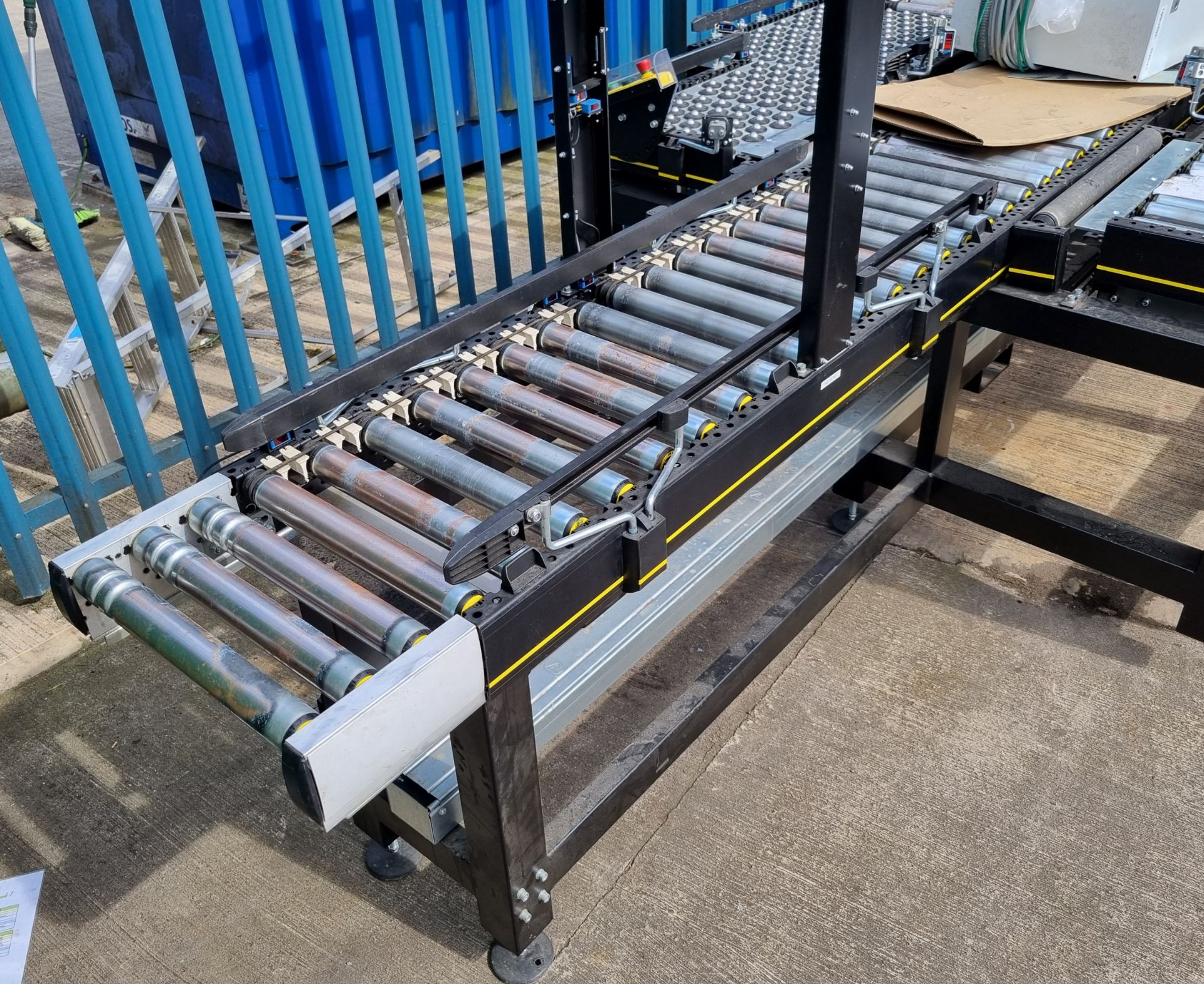 Interroll powered triple roller conveyor system with RM 8731 transfer plates and control panel - Image 4 of 14