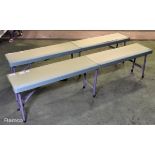 2x army folding benches - dimensions: L 1820 x W 300 x H 440mm