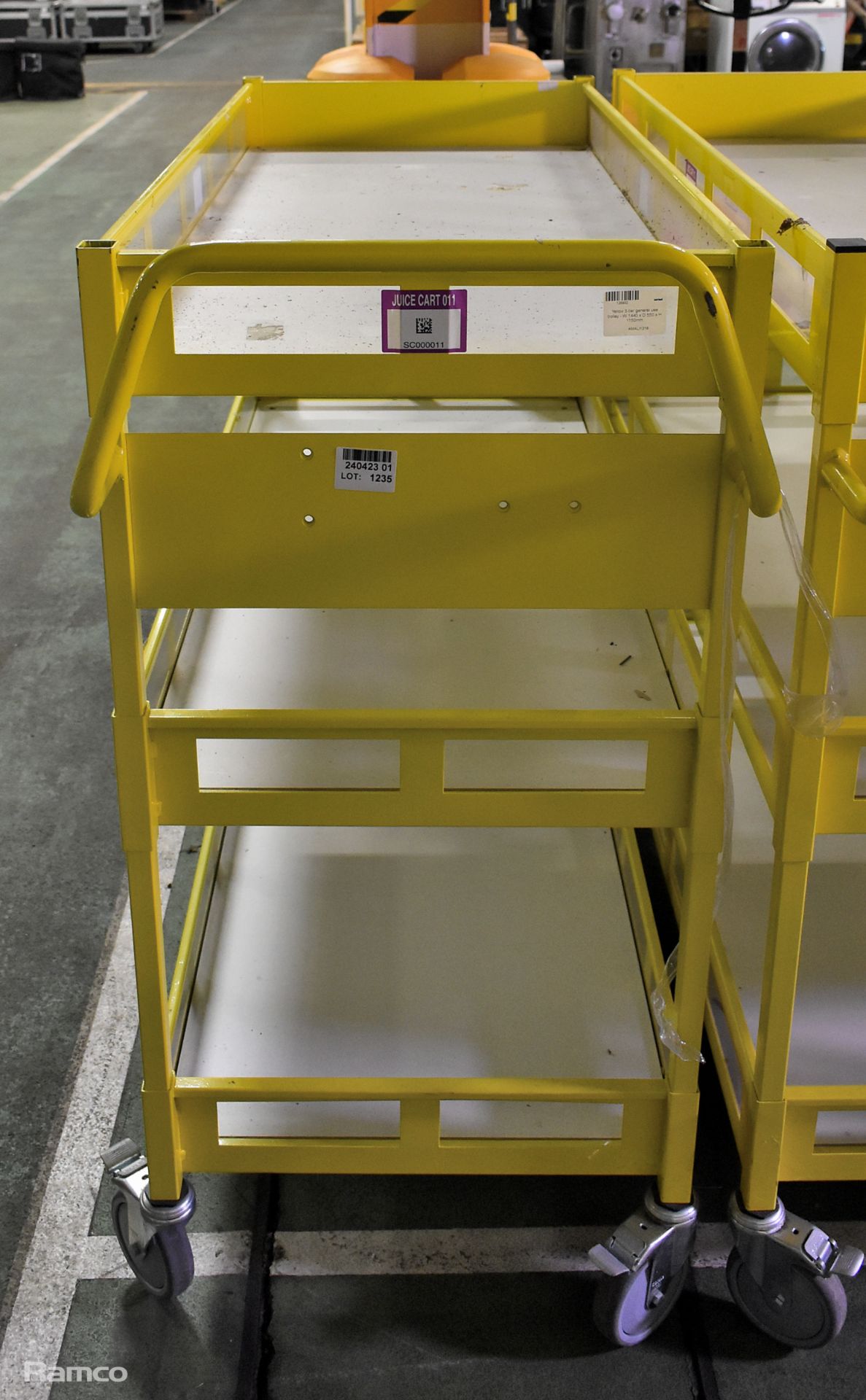 Yellow 3-tier general use trolley - W 1440 x D 550 x H 1150mm - Image 4 of 4