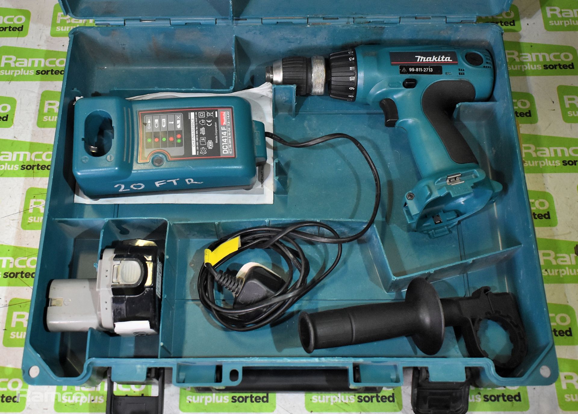 Makita 6317D cordless drill - DC1414F charger - 1x 12V battery - case - Image 2 of 5