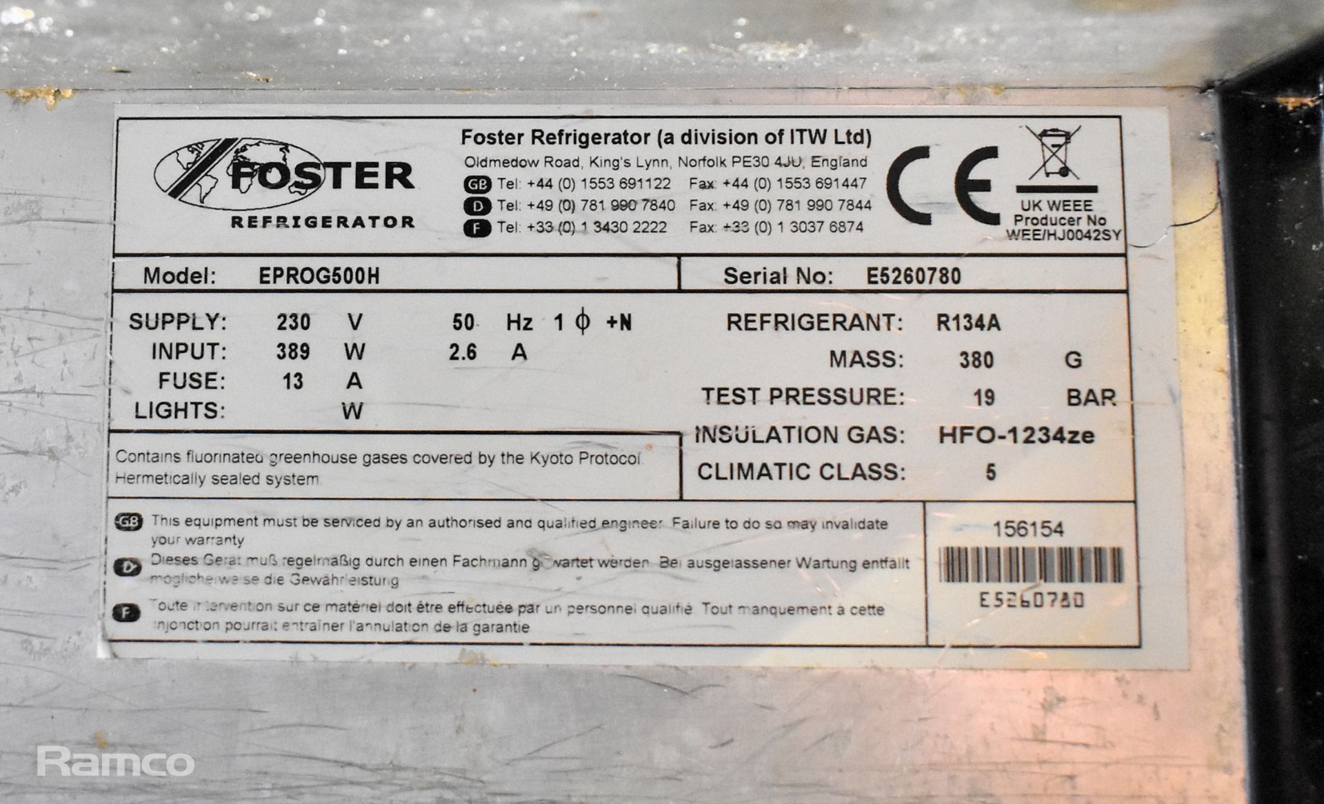 Foster EPROG 500H stainless steel upright fridge - W 700 x D 850 x H 1780mm - Bild 4 aus 8