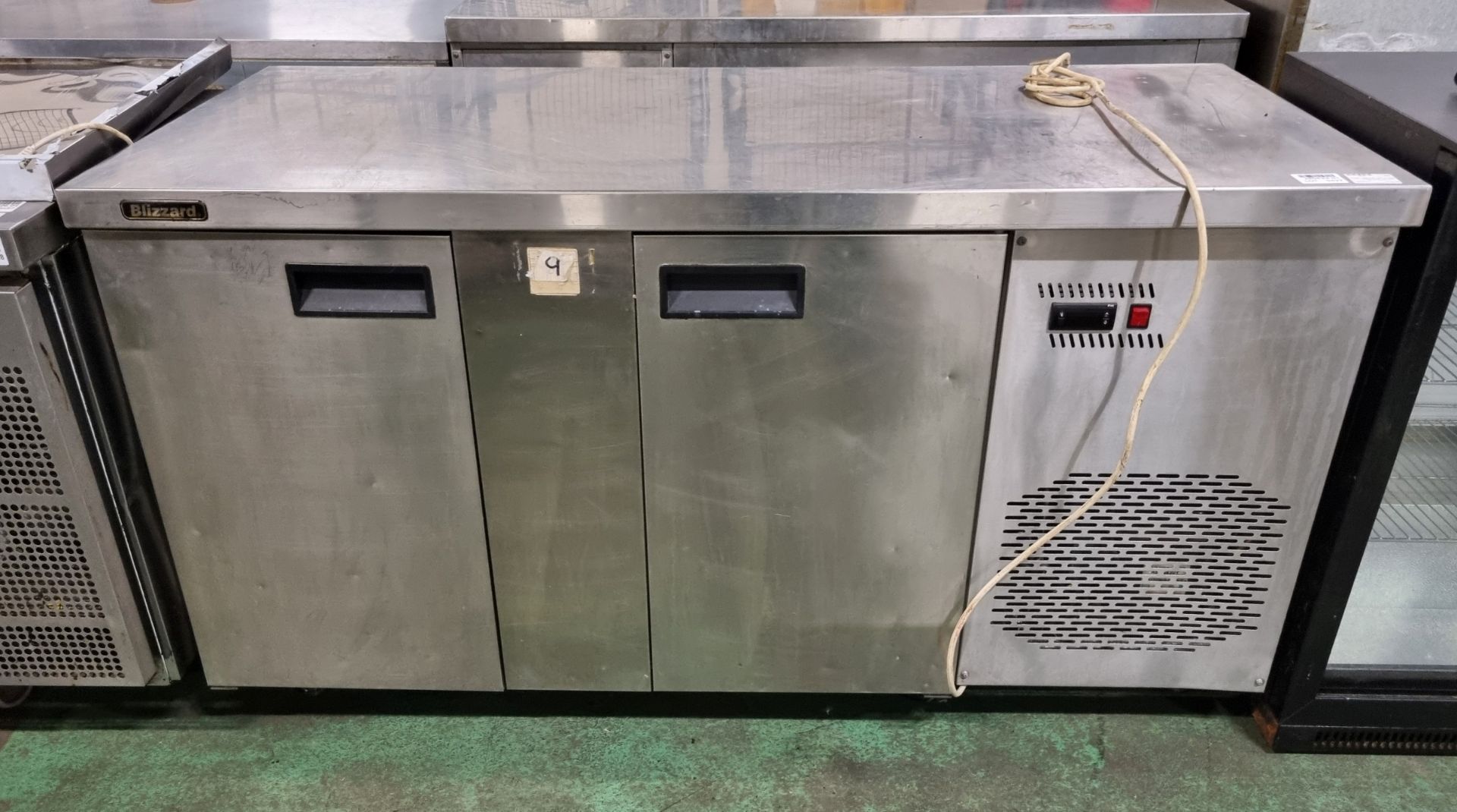 Blizzard stainless steel double door counter fridge - W 1560 x D 700 x H 860mm