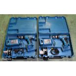 2x Makita 6317D cordless drills - DC1414F charger - 1x 12V battery - case