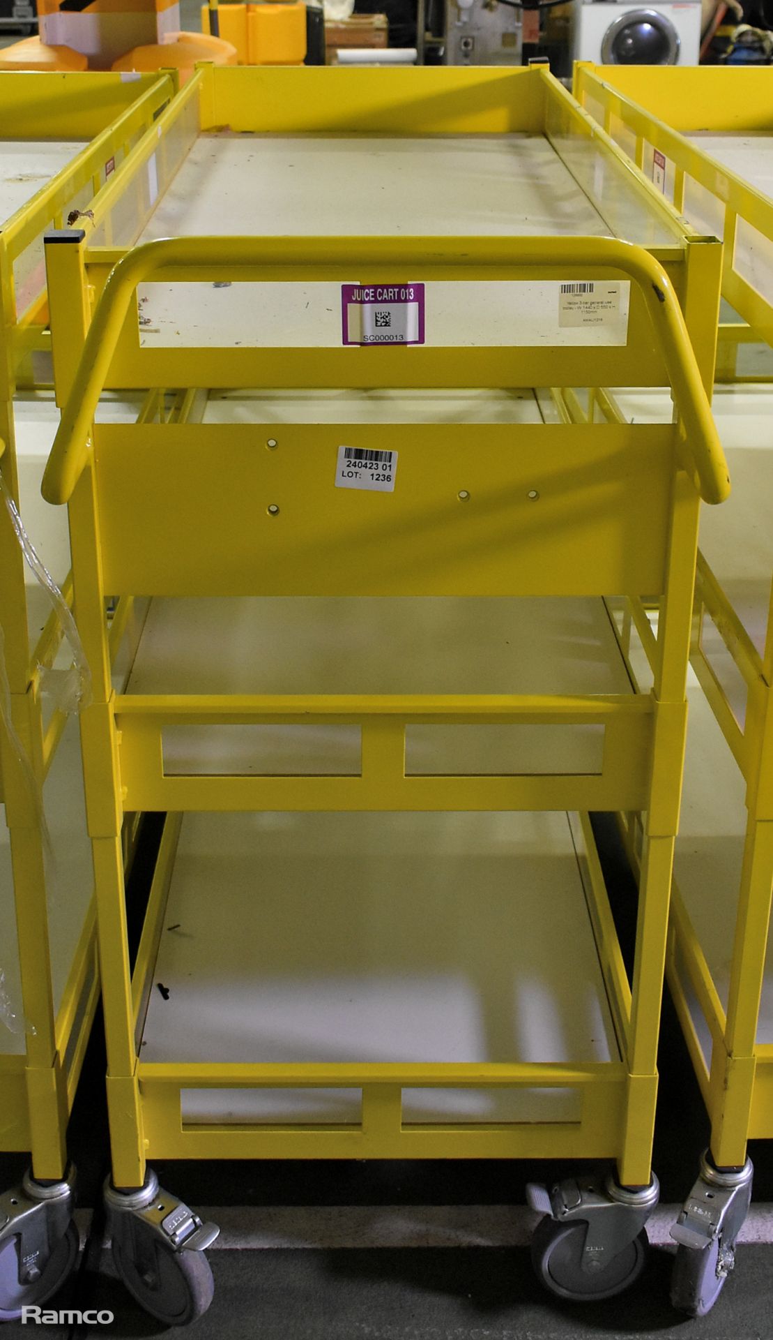 Yellow 3-tier general use trolley - W 1440 x D 550 x H 1150mm - Image 4 of 4