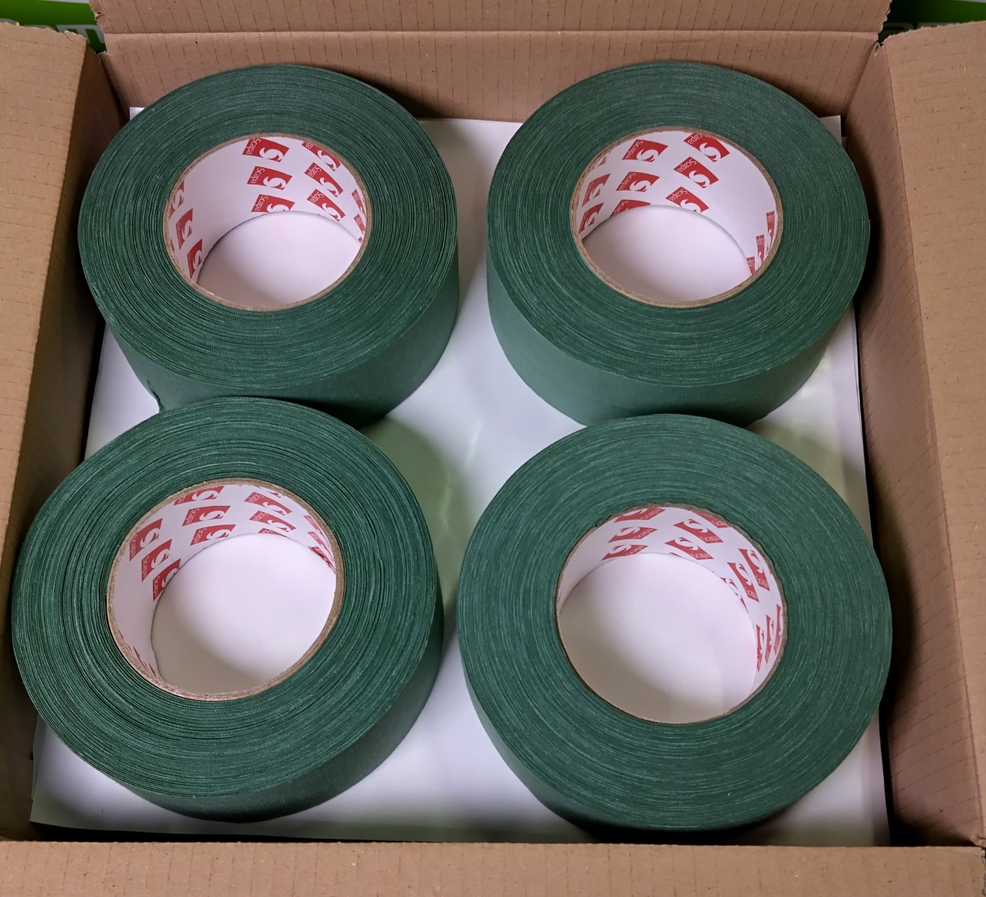 2x boxes of Scapa 3302 uncoated cotton cloth adhesive tape - olive green - 50mm x 50m - 16 per box - Image 2 of 3
