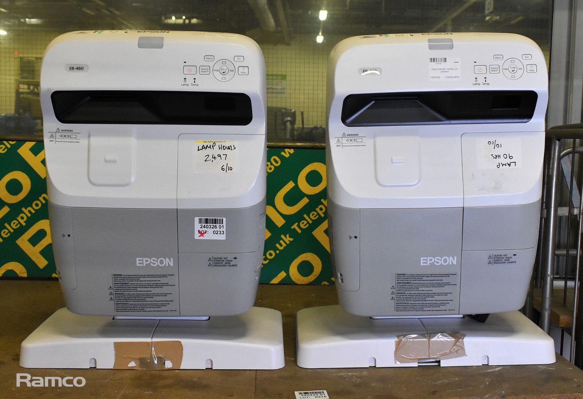 2x Epson EB-460 H343B LCD projectors