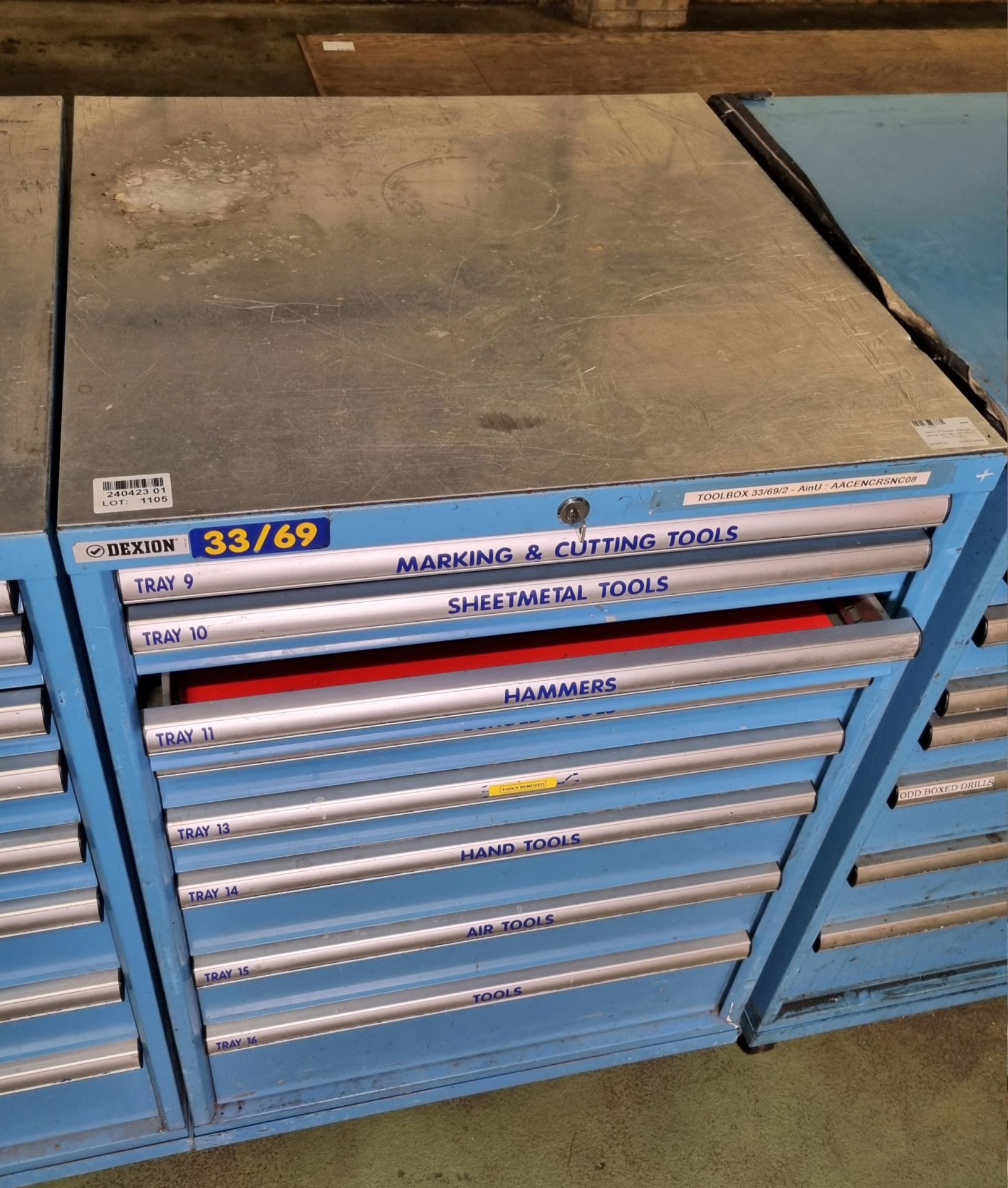 Dexion 8 Drawer roller tool cabinet with key - W 720 x D 720 x H 1180mm - Image 2 of 4