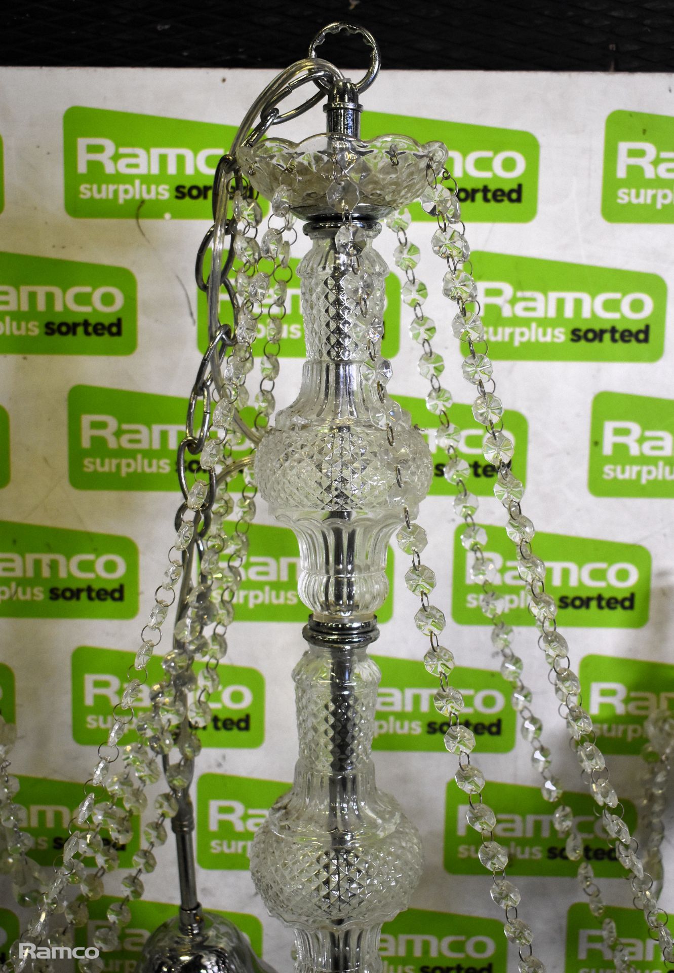 Katie 18lt Chandelier - polished chrome finish clear acrylic droppers and beads - 18 x 40W - Image 5 of 5