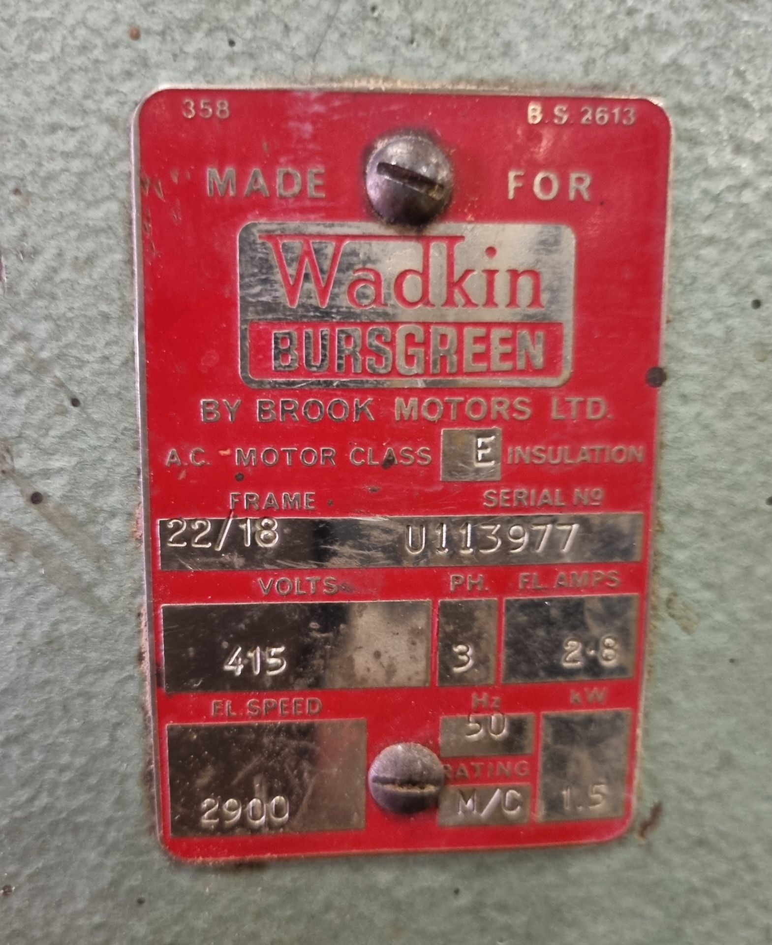 Wadkin Bursgreen pillar drill with square cut drill bit - Machine No: DM 723080 - 415V - L 1000 - Image 5 of 9