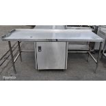Stainless steel work surface with under counter cupboard - W 2000 x D 700 x H 830mm