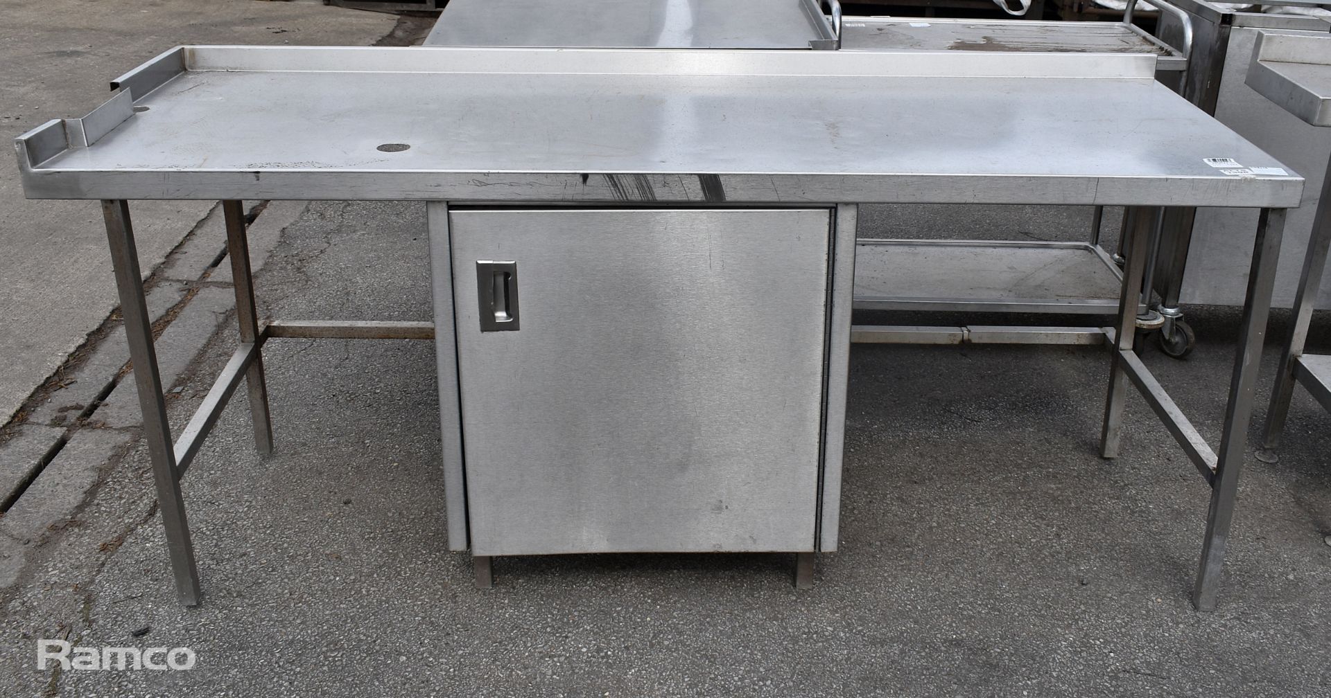 Stainless steel work surface with under counter cupboard - W 2000 x D 700 x H 830mm