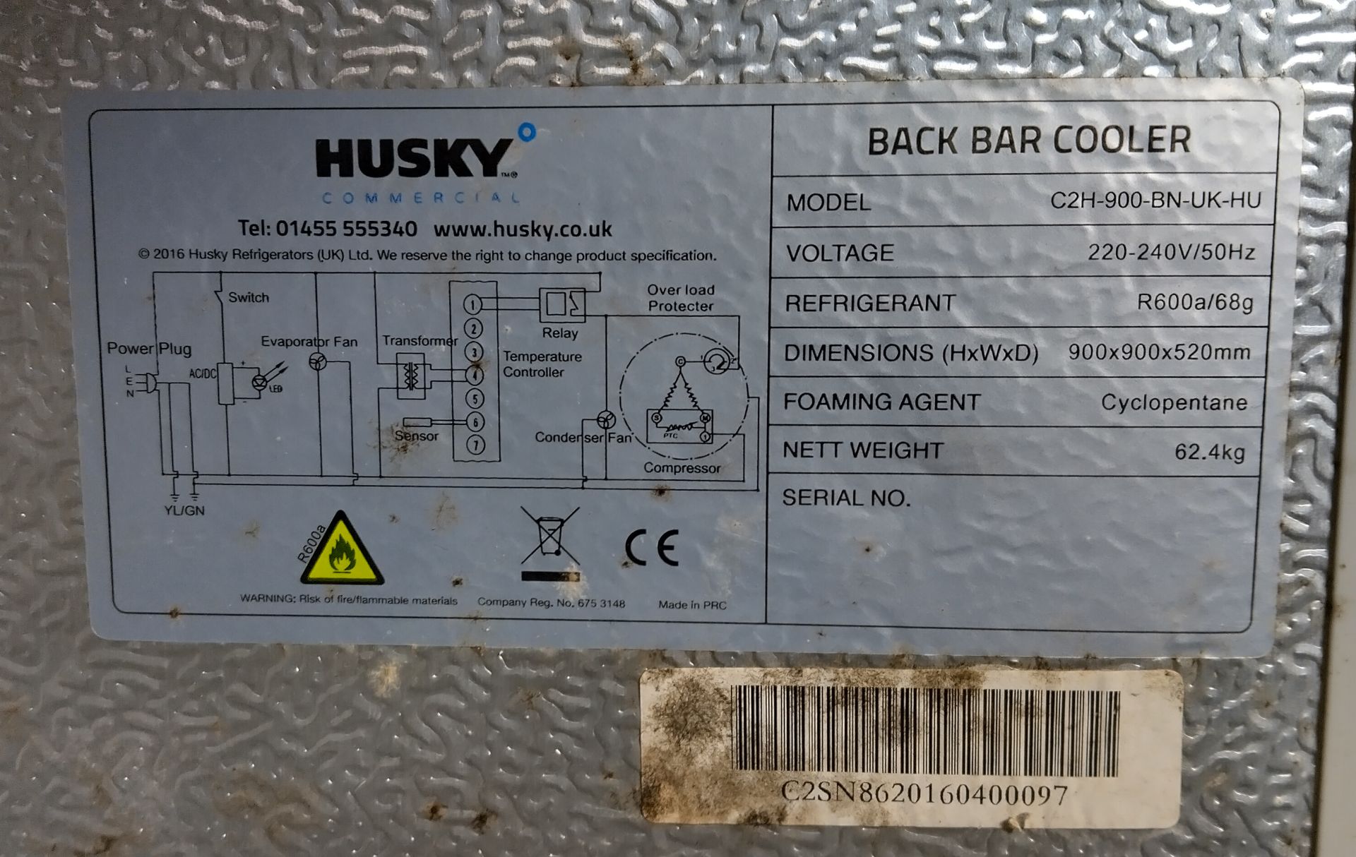 Husky C2H-900-BN-UK-HU double door bottle cooler - W 900 x D 500 x H 880mm - Image 2 of 2