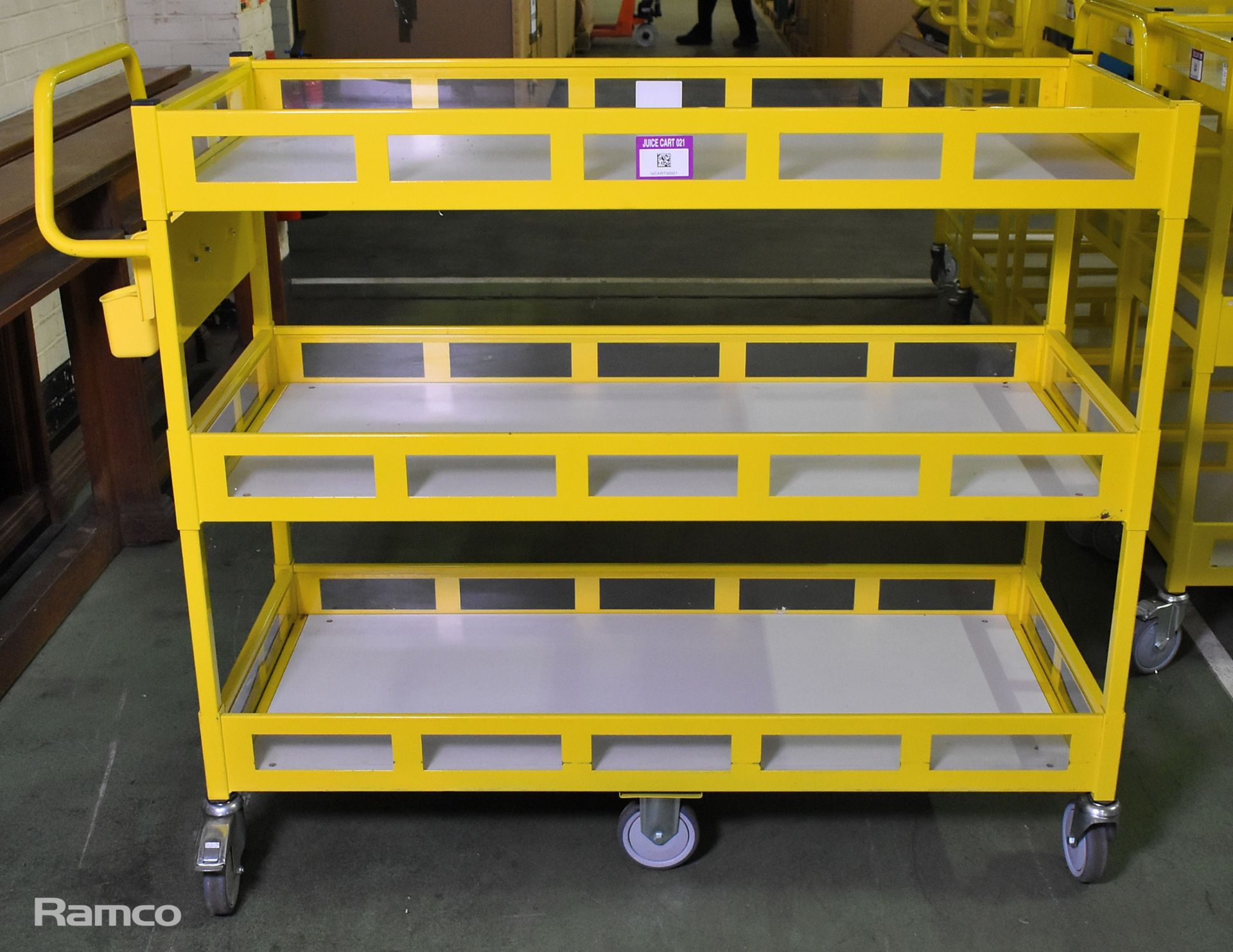 Yellow 3-tier general use trolley - W 1440 x D 550 x H 1150mm