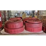 8x Angus Duraline 70mm lay flat hoses with single coupling - approx 20m in length