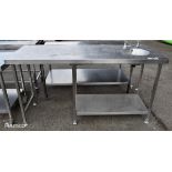 Stainless steel table with handwash sink - W 1750 x D 660 x H 900mm