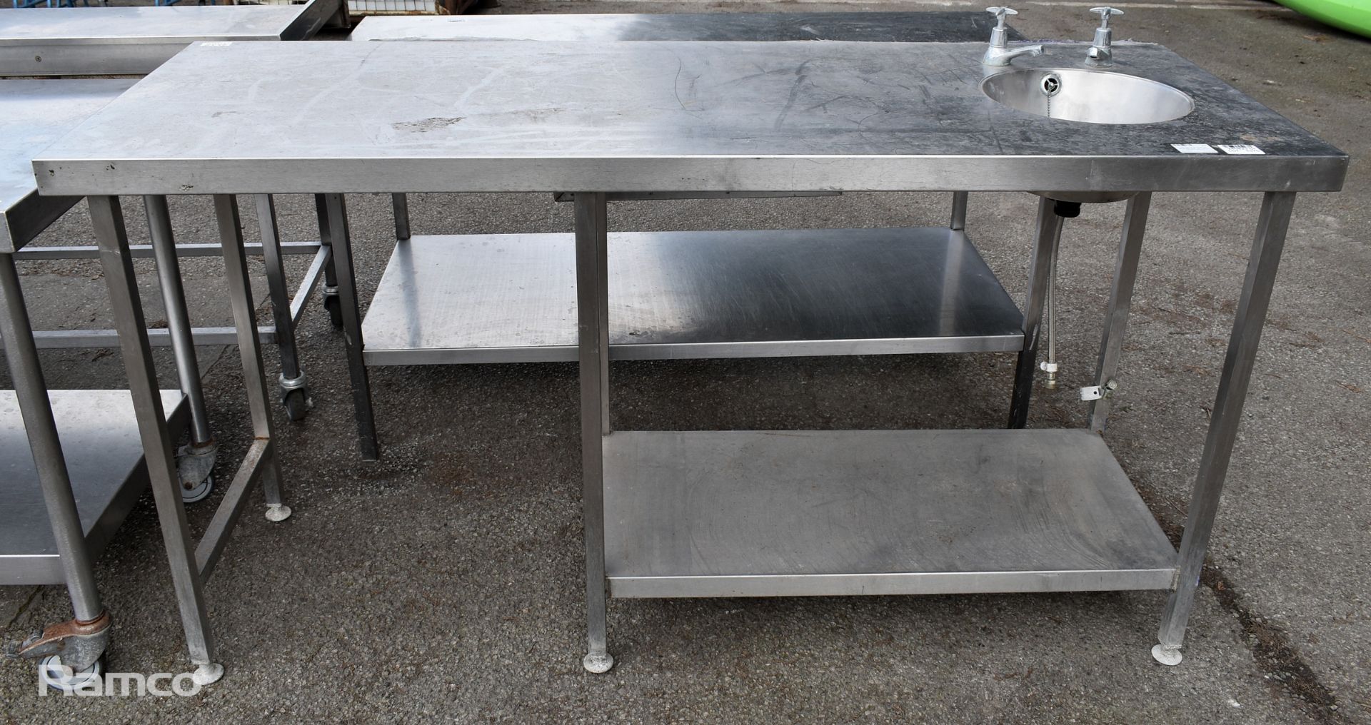 Stainless steel table with handwash sink - W 1750 x D 660 x H 900mm