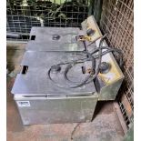 iMettos stainless steel countertop twin tank twin basket electric fryer - W 660 x D 440 x H 330mm