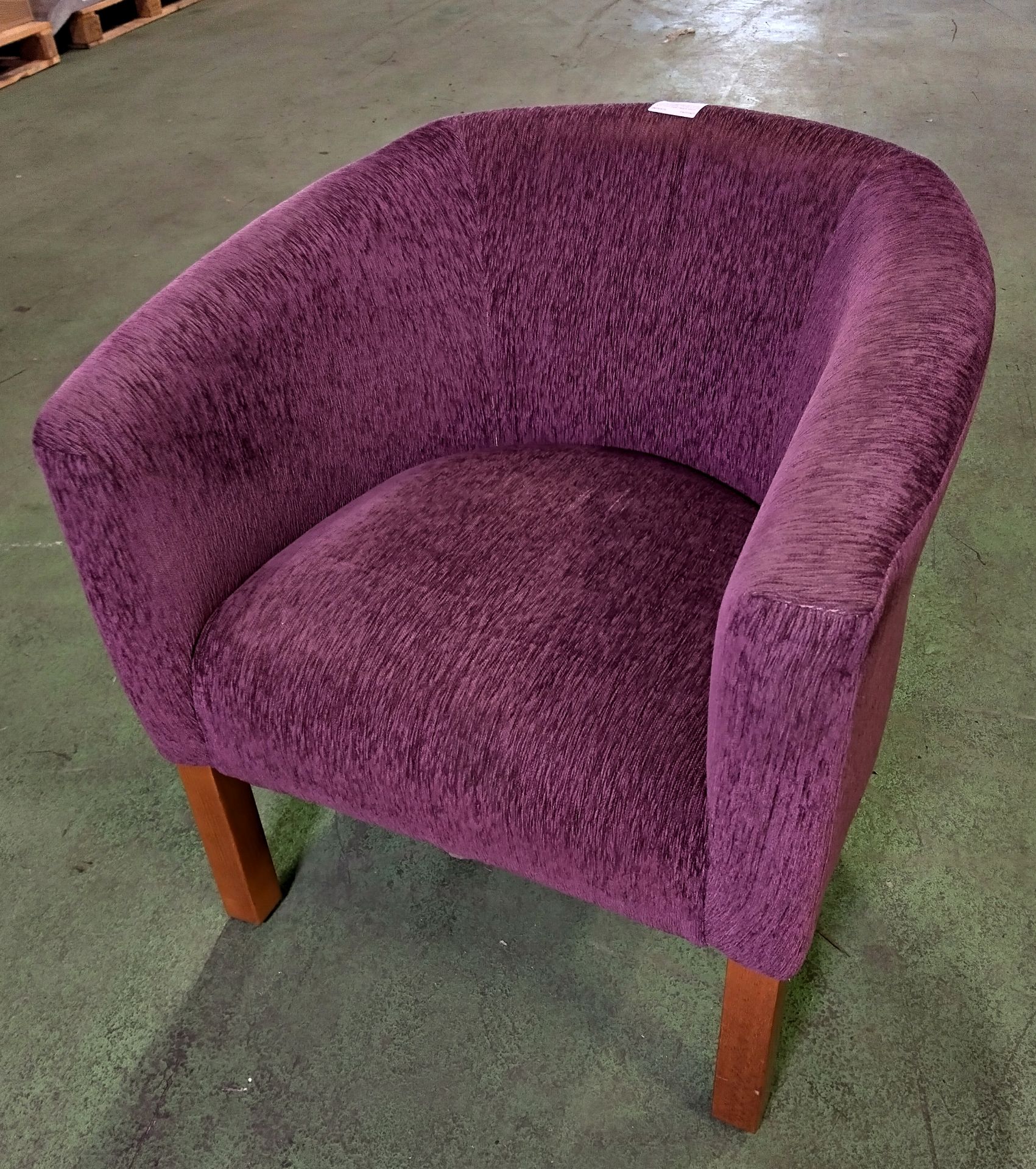 2x Purple upholstered arm chairs - worn in places - W 68 x D 68 x H 70cm Seat height 44cm - Bild 2 aus 3