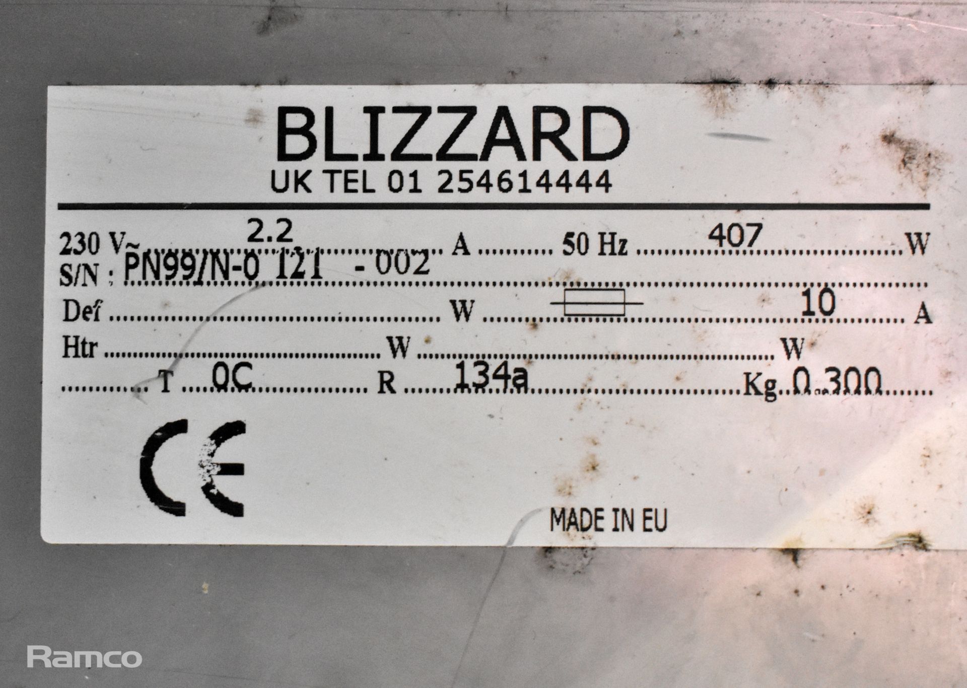 Blizzard stainless steel double door counter fridge - W 1560 x D 700 x H 860mm - Image 5 of 7
