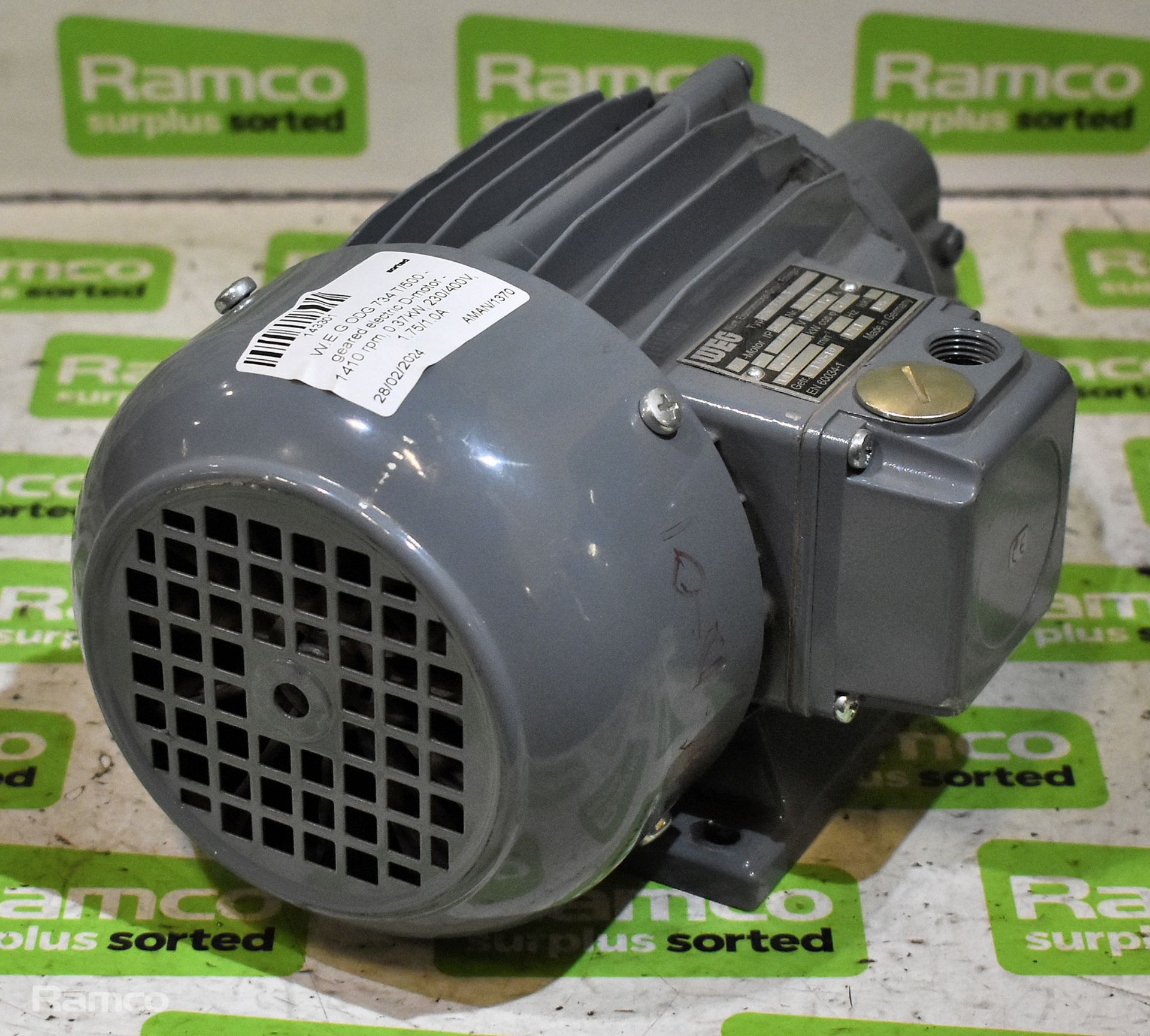 W.E.G ODG 734 T/500 - geared electric D-motor - 1410 rpm - 0.37kW - 230/400V - 1.75/1.0A - Image 9 of 9