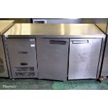 Williams HJC2SA stainless steel double door counter fridge - W 1420 x D 650 x H 800mm