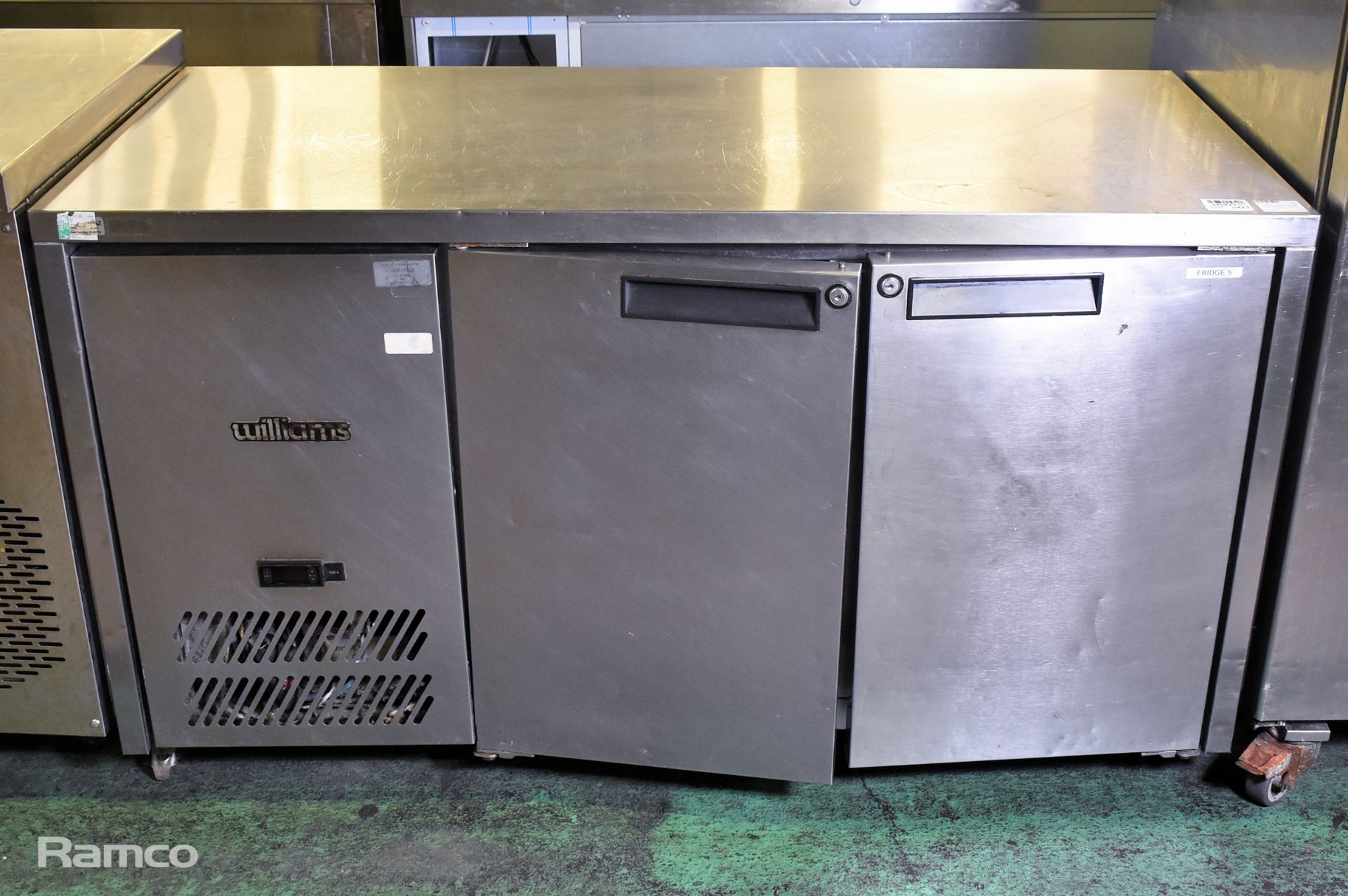 Williams HJC2SA stainless steel double door counter fridge - W 1420 x D 650 x H 800mm