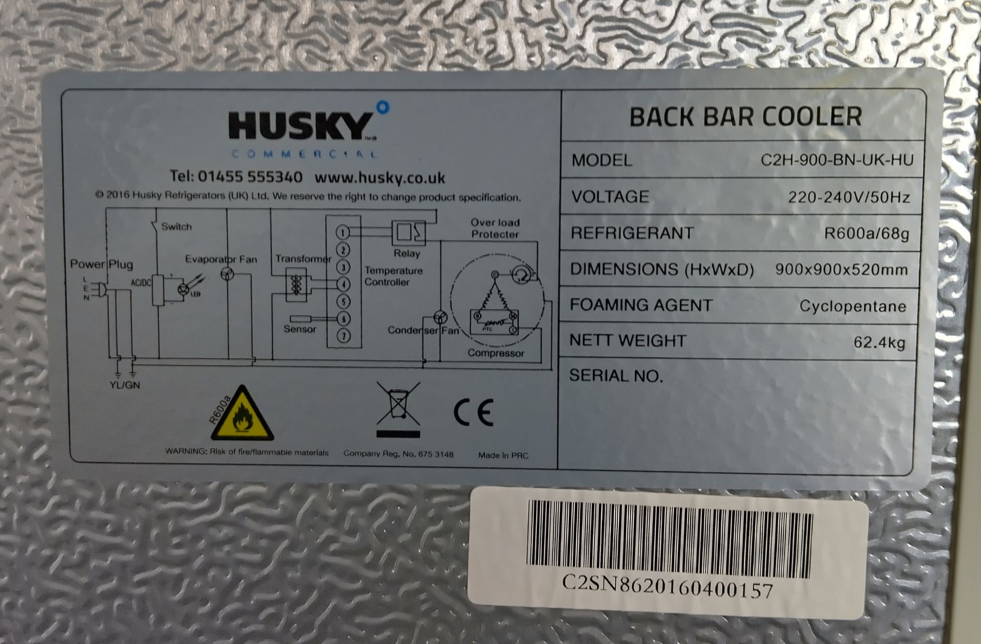 Husky C2H-900-BN-UK-HU double door bottle cooler - missing door handle - W 900 x D 500 x H 880mm - Image 3 of 3