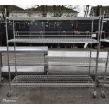 Stainless steel 4-tier storage shelves on castors - W 1750 x D 550 x H 1800mm