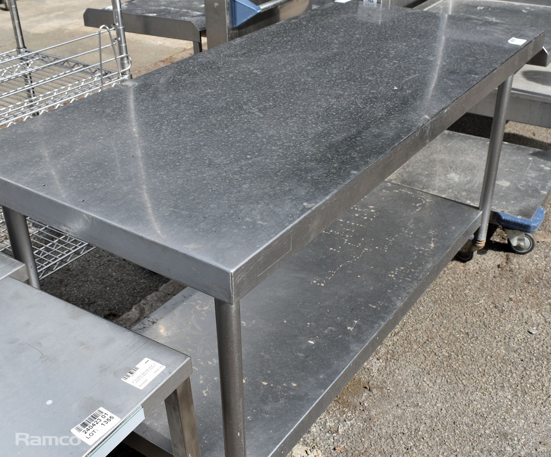 Stainless steel mobile workbench / table with bottom shelf- W 1500 x D 700 x H 835mm - Image 3 of 6