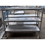 Stainless steel storage shelves on castors - W 1500 x D 500 x H 1300mm