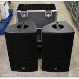 2x HK Contour Series CT 112 speakers in flight case - FOH & monitor speakers