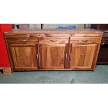 3 door 3 drawer wooden cabinet - W 1750 x D 500 x H 840mm - IN NEED OF REPAIR