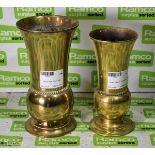 8 inch brass vase, 9 inch brass vase