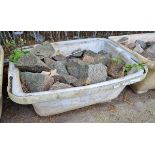 Green and Pink decorative granite stones in plastic container - 430kg