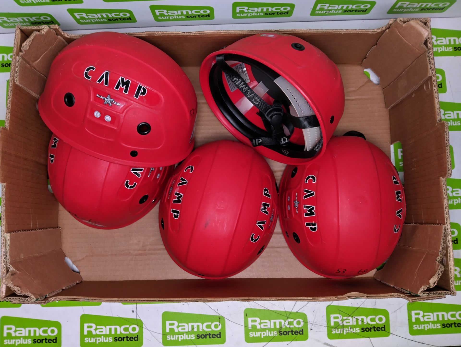 5x Rockstar Camp helmets - red - size: 53-60cm
