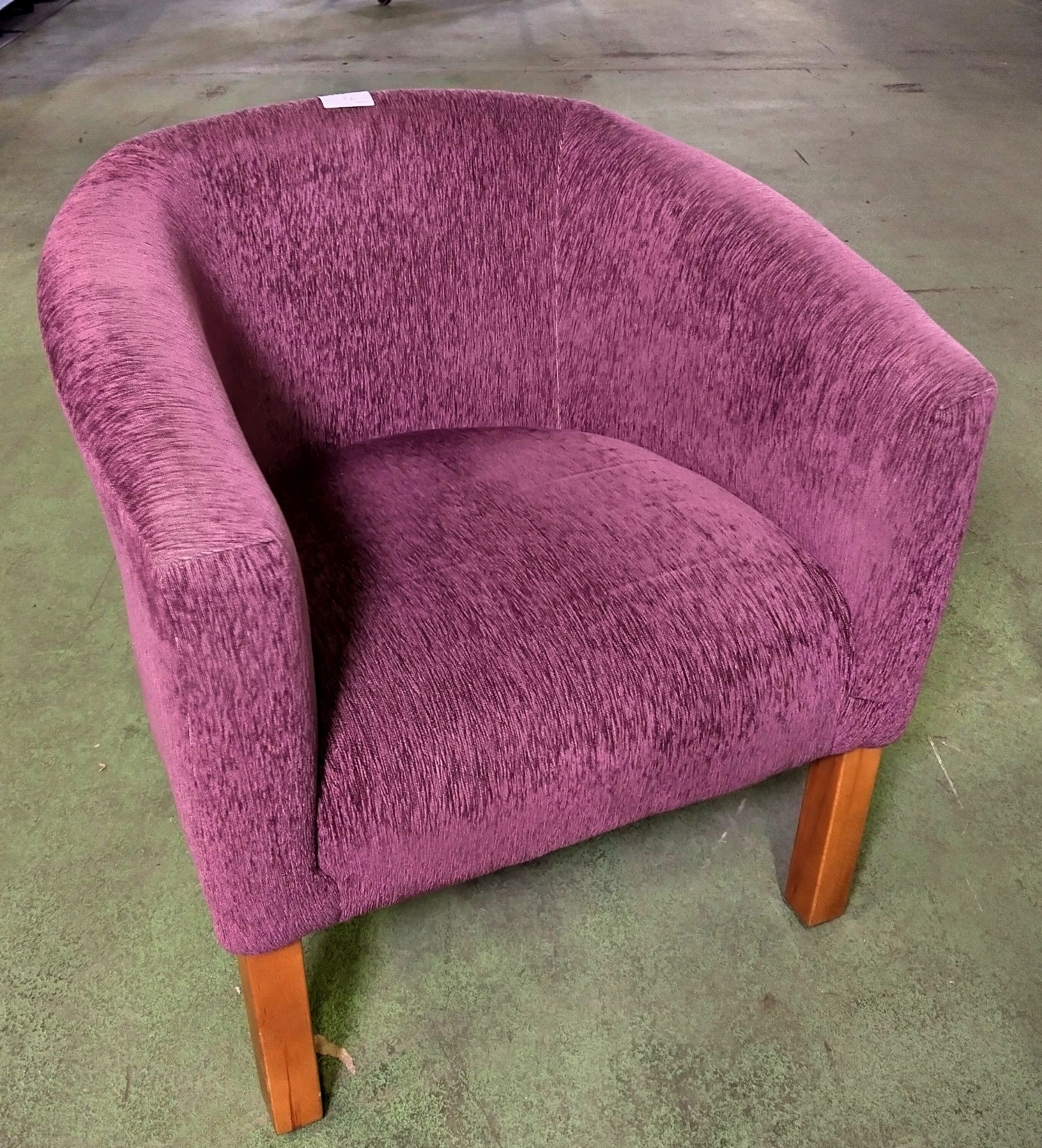 2x Purple upholstered arm chairs - worn in places - W 68 x D 68 x H 70cm Seat height 44cm - Image 2 of 3