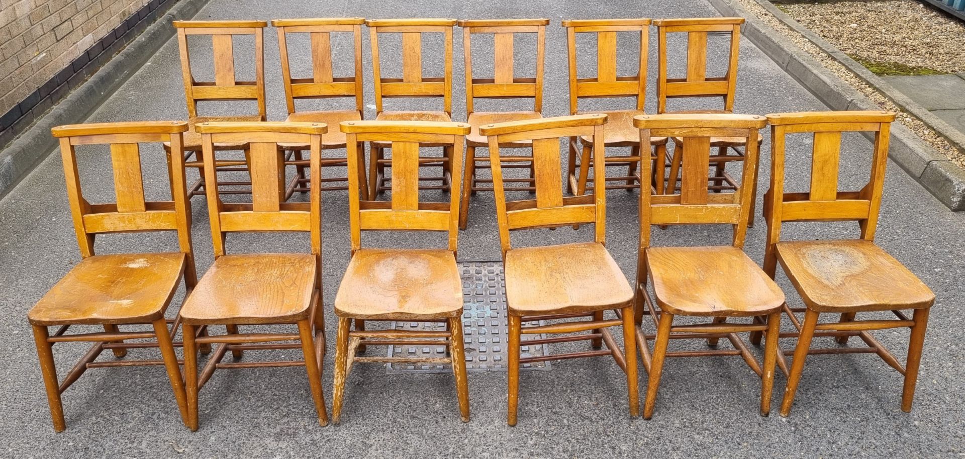 12x Wooden chairs with rear book holder - L 420 x W 420 x H 820mm - Image 2 of 10