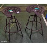 2x Metal tractor seat stools