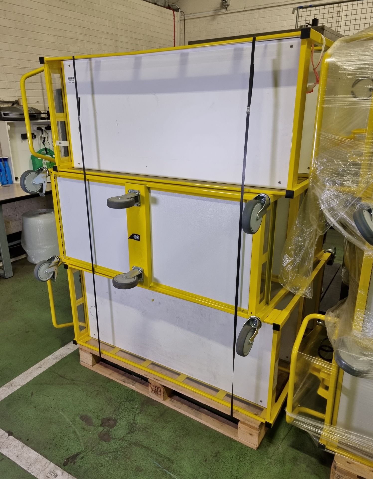 3x Yellow 3-tier general use trolleys - W 1440 x D 550 x H 1150mm - Image 4 of 4