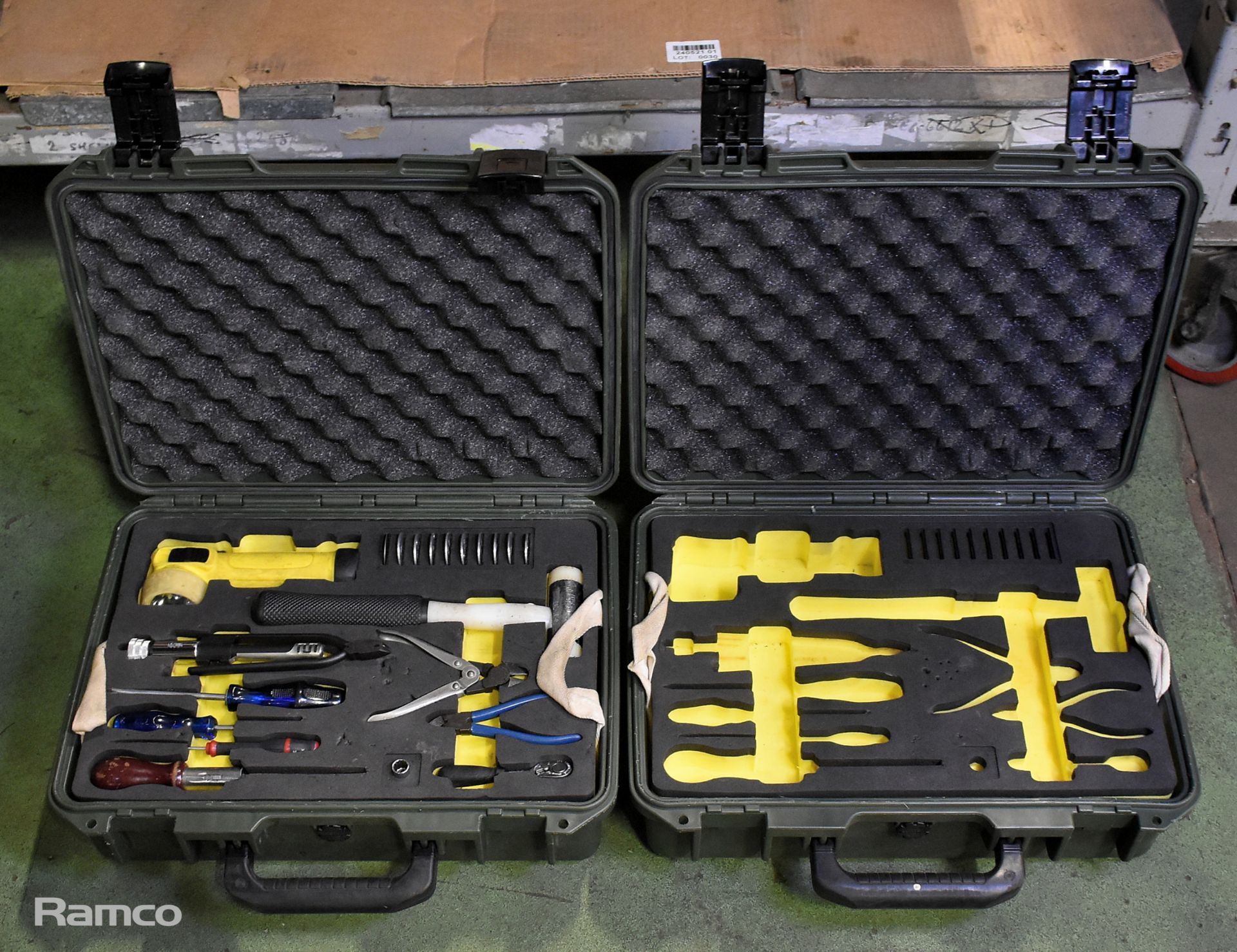 Multiple piece tool kit with foam inserts & Toolbox with foam inserts