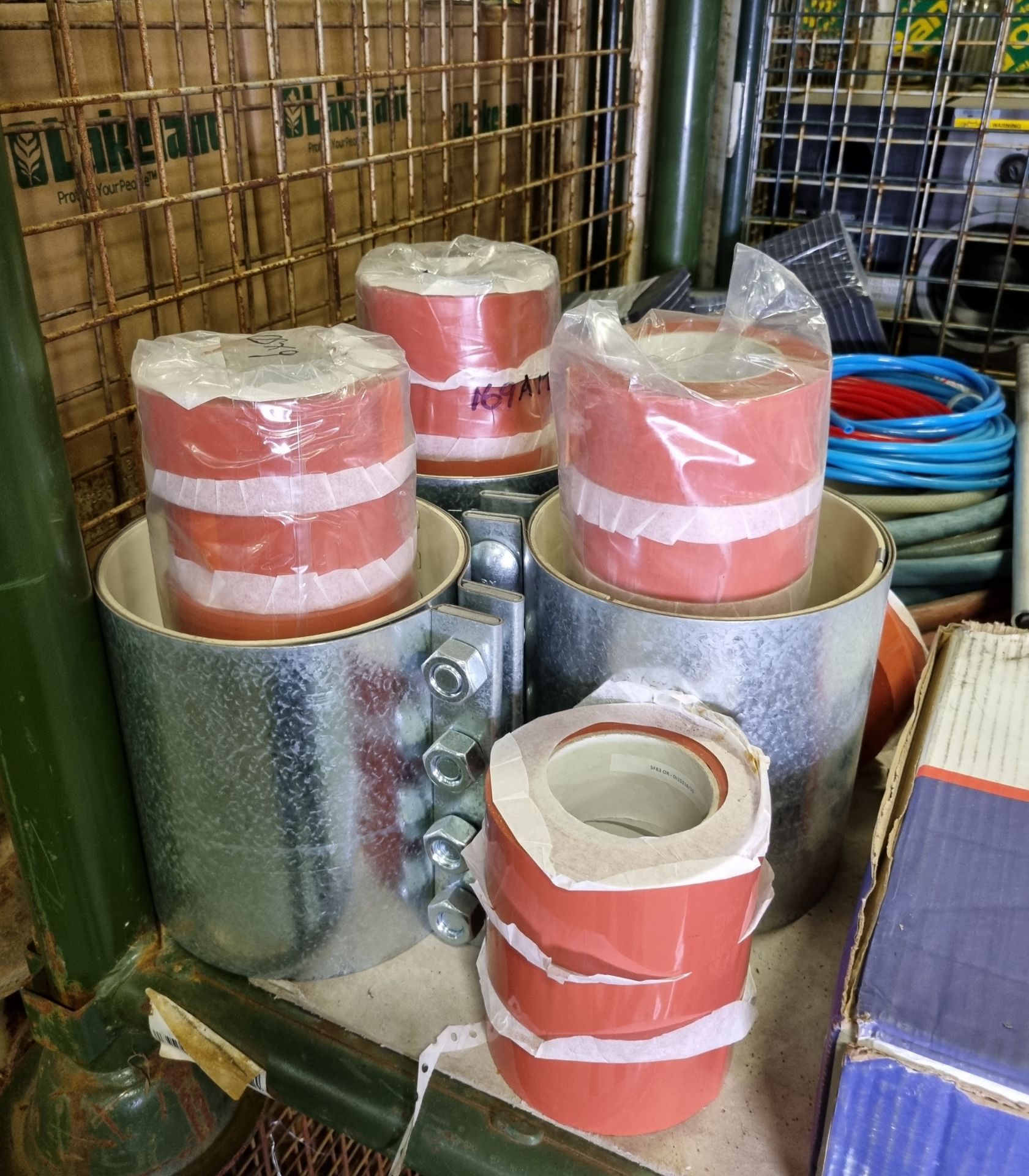 Workshop supplies and consumables - asbestos waste bags, hazard tape, air line, pressure hose - Image 3 of 6