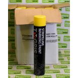 12x cans of Tygris stripe line marking paint - yellow 750ml