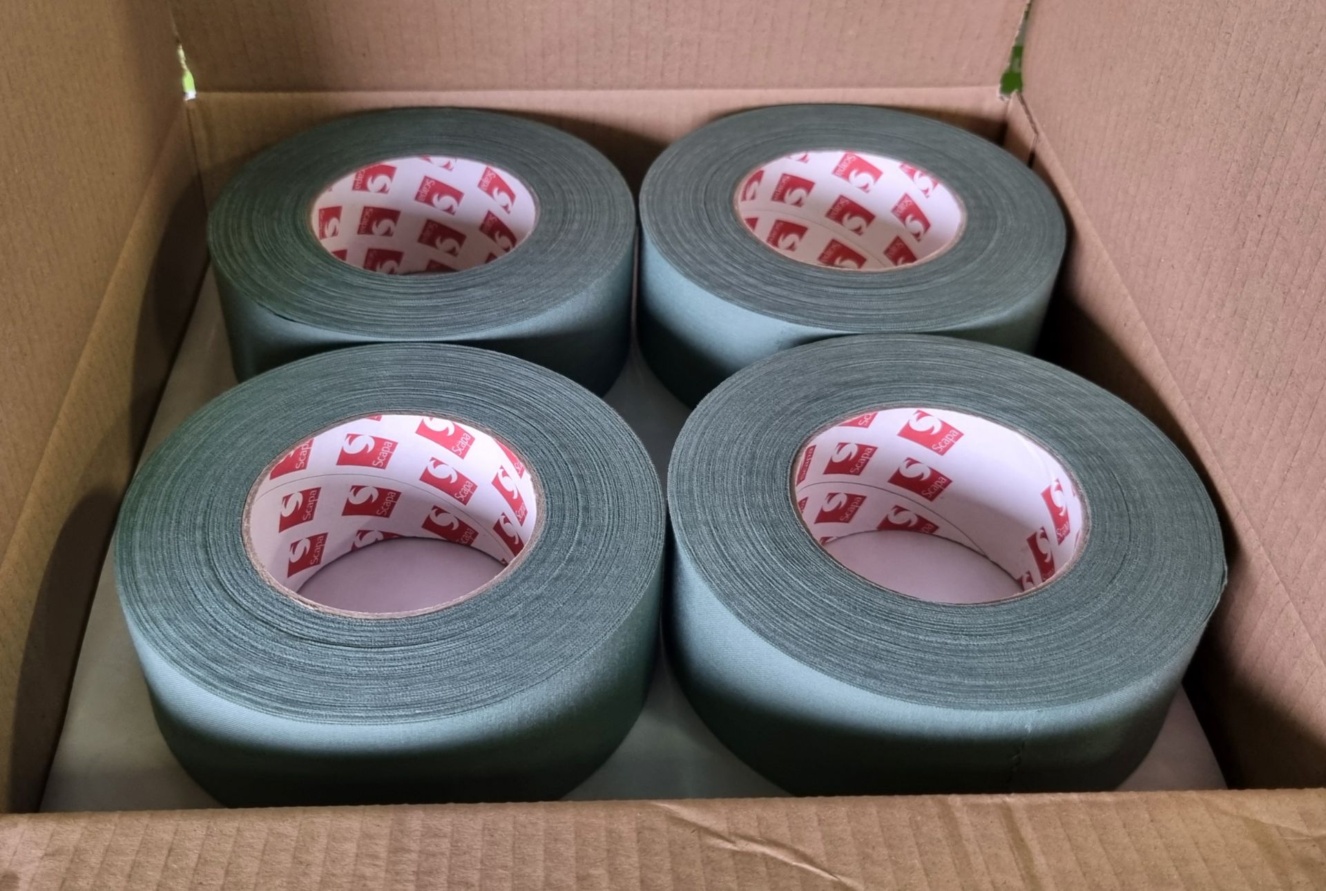 6x boxes of Scapa 3302 uncoated cotton cloth adhesive tape - olive green - 50mm x 50m - Image 4 of 4
