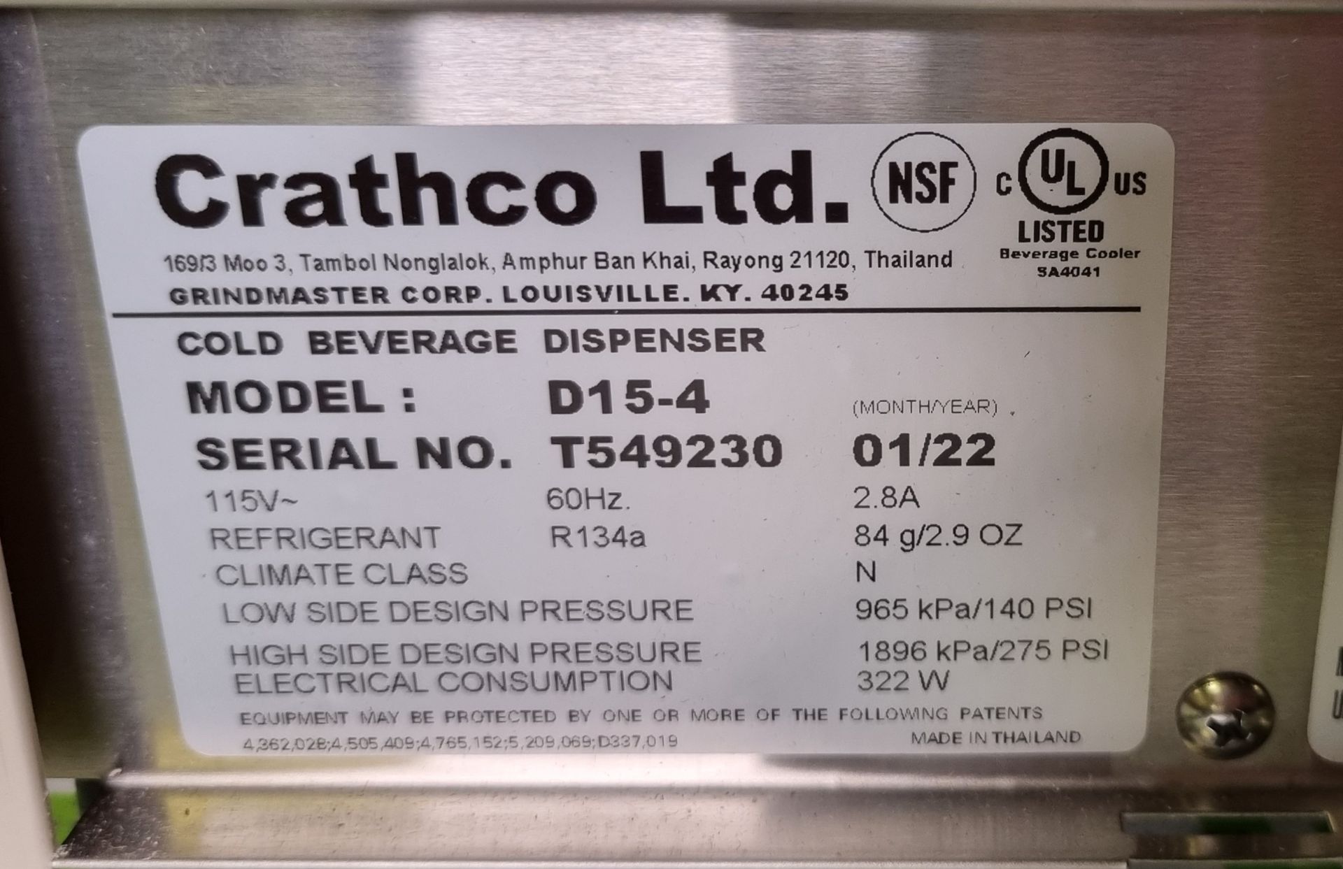 Crathco Ltd D15-4 cold beverage dispenser - Image 5 of 6