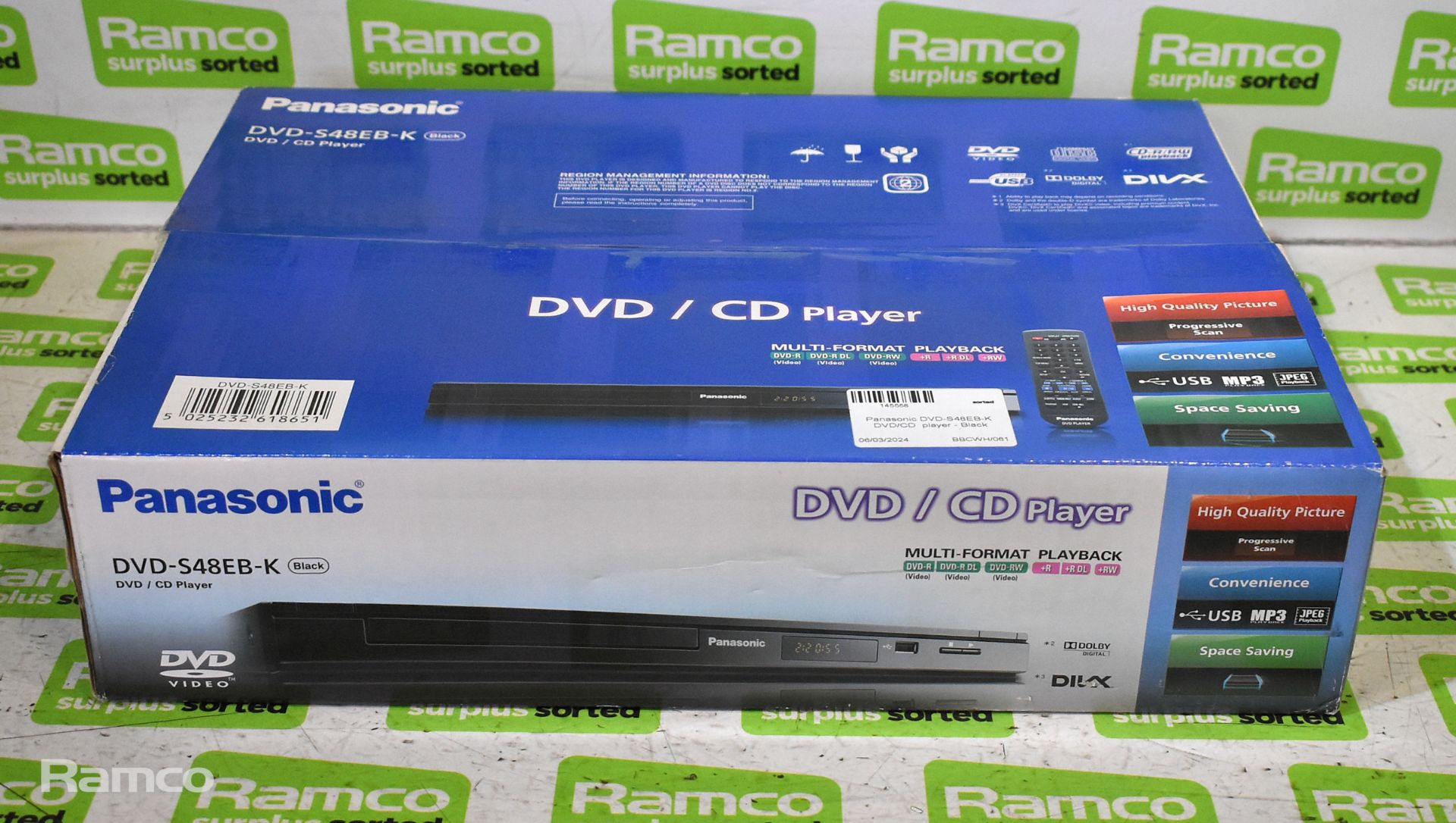 Panasonic DVD-S38EB-K DVD/CD player - Black, 3x Panasonic DVD-S48EB-K DVD/CD players - Black - Image 5 of 6