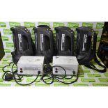 4x Dragon T12 50W portable searchlights, 2x Dragon T12 mains battery chargers